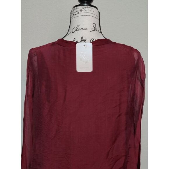 MARCELLA’S Long Sleeve Red Tiered Boho Dress Made in Italy SIZE M NWT - Picture 3 of 10